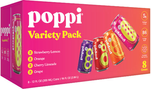 Wholesale Poppi Soda 3/8Pk 12Oz Variety Pack-24 Ct Case Bulk