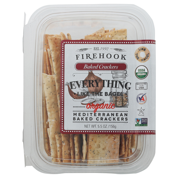 Firehook Mediterranean Baked Crackers Everything Bagel Organic 8oz 12ct