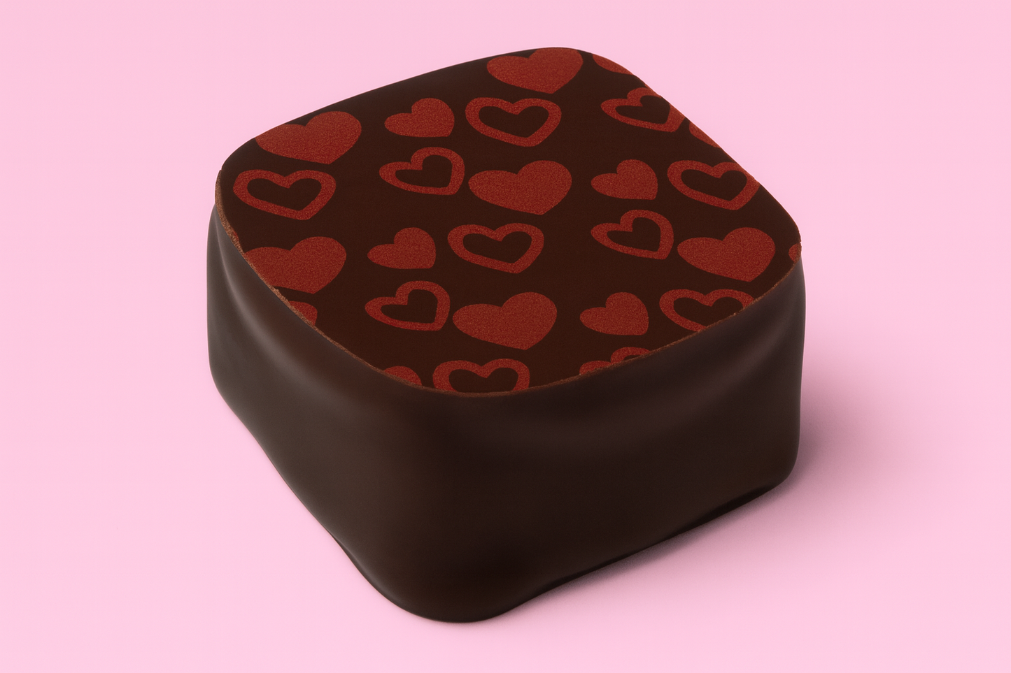 Wholesale Nirvana Bulk case of dark chocolates with red heart stencils, & salted butter filling (approx. 60) 2.2 lb- Bulk