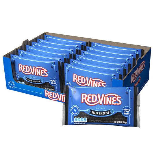 Wholesale Red Vines Chewy Black Licorice Twists, Laydown Bag 14 Oz- Bulk