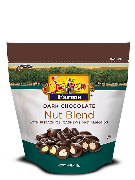 Setton Farms Premium Dark Chocolate Nut Blend Pistachios Stand Up Zip Lock 4 Oz Bag