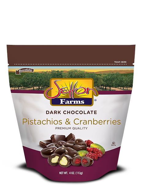 Wholesale Setton Farms Premium Dark Chocolate Pistachios & Cranberries Stand Up Zip Lock 4 Oz Bag- Bulk