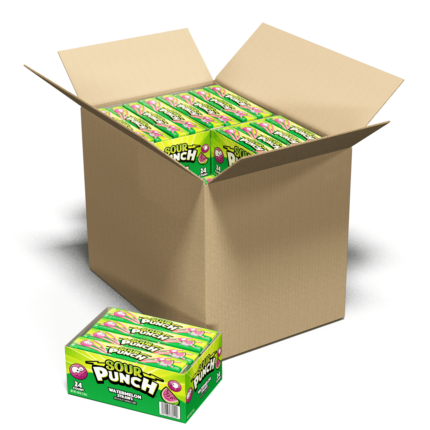Wholesale Sour Punch Watermelon Straws 24 Pack 2oz Bags- Bulk