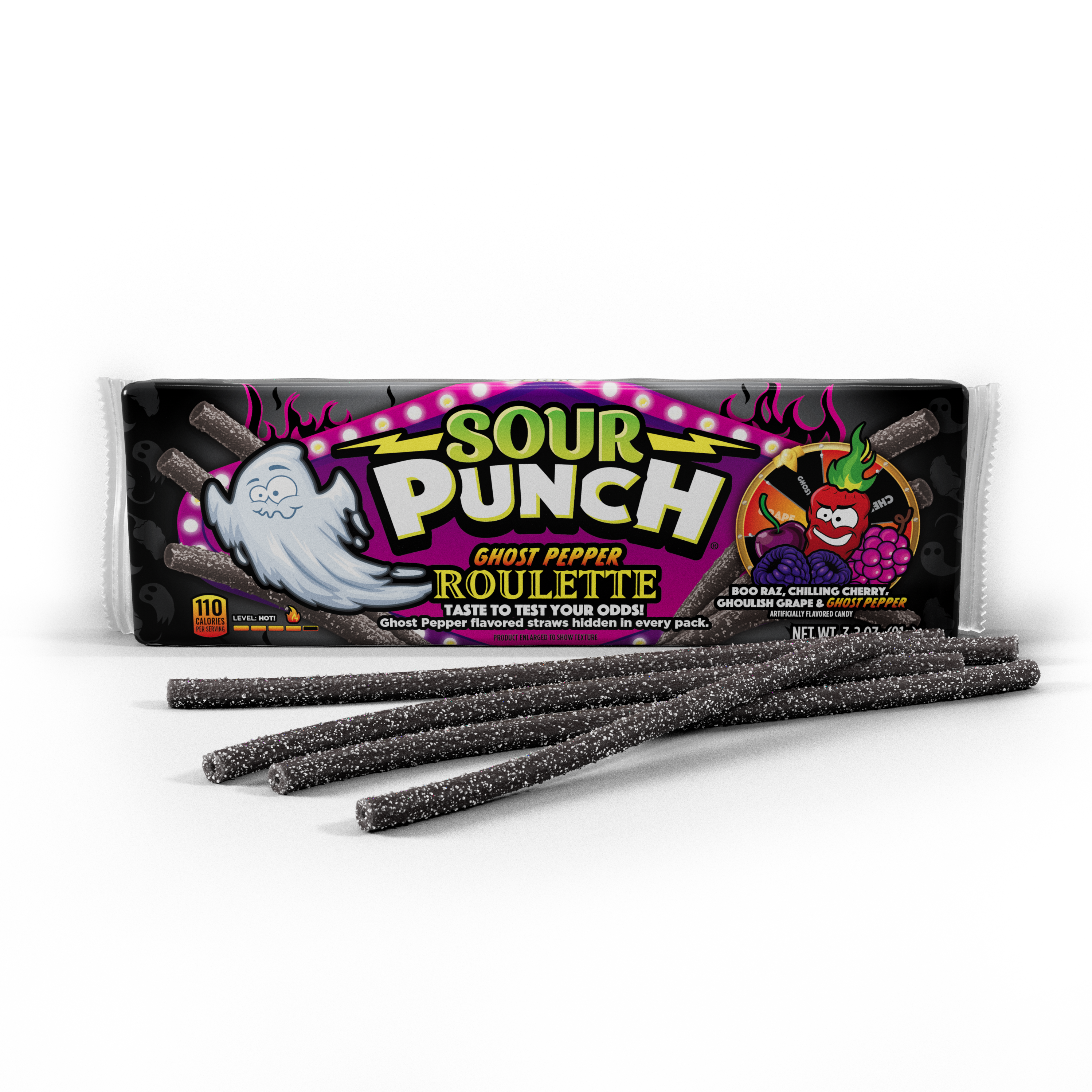 Sour Punch Ghost Pepper Roulette Straws 3.2oz Trays