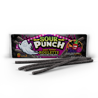Wholesale Sour Punch Ghost Pepper Roulette Straws 3.2Oz Trays- Bulk