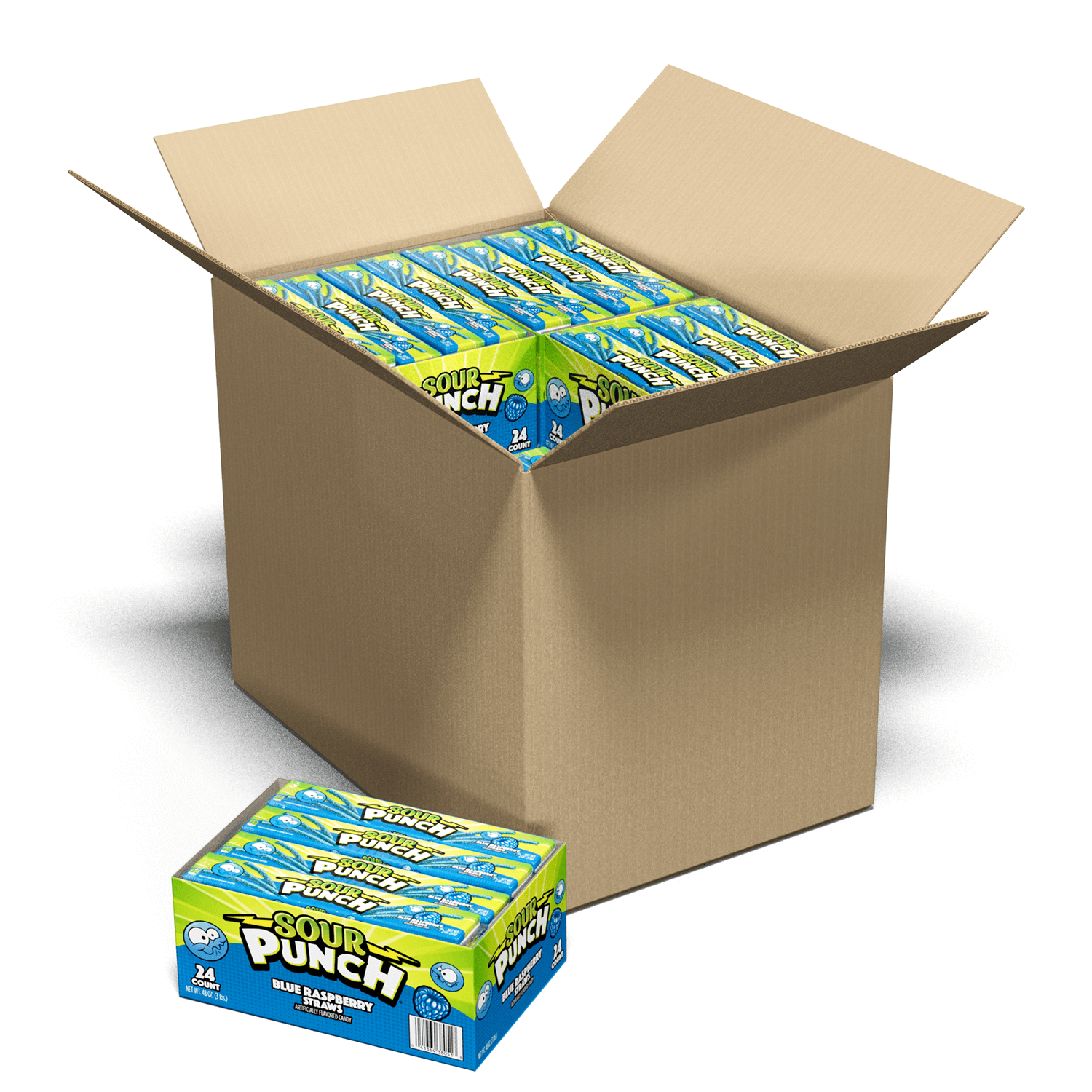 Sour Punch Blue Raspberry Straws 24 Pack 2oz Bags