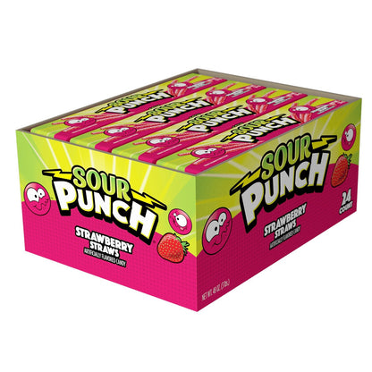 Wholesale Sour Punch Strawberry Straws 24 Pack 2oz Bags- Bulk