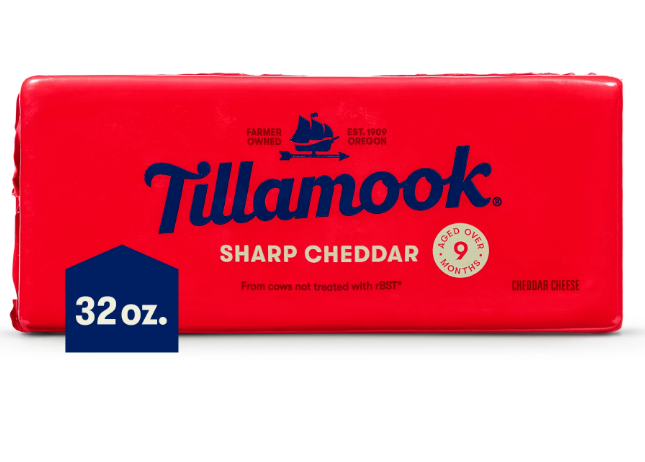 Tillamook Whole Sharp Cheddar Cheese 160 Oz Block