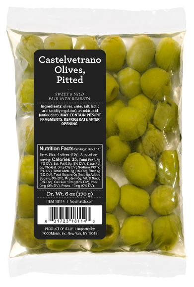 Divina Pouches Pitted Castelvetrano Olives 7oz Bag