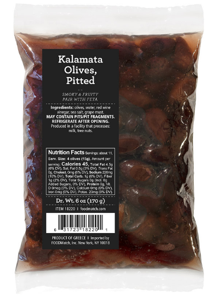 Divina Pouches Pitted Kalamata Olives 6oz Bag