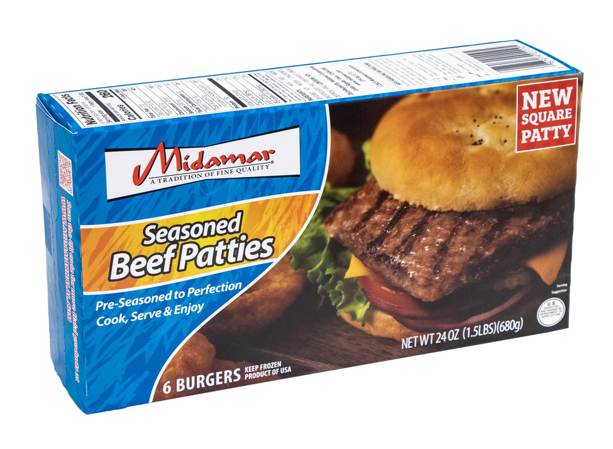 Wholesale Midamar Beef Burger Patties 6 patties 24oz- Bulk
