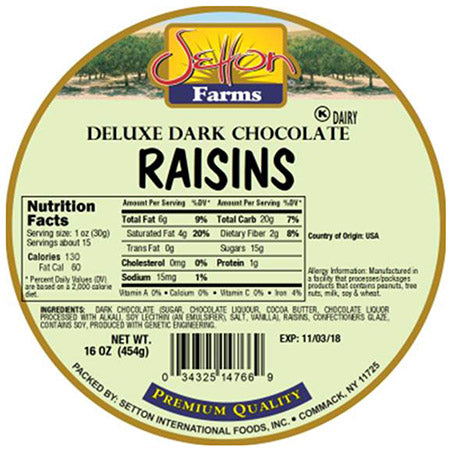 Setton Farms Chocolate Raisins 24 Oz Dairy Tub