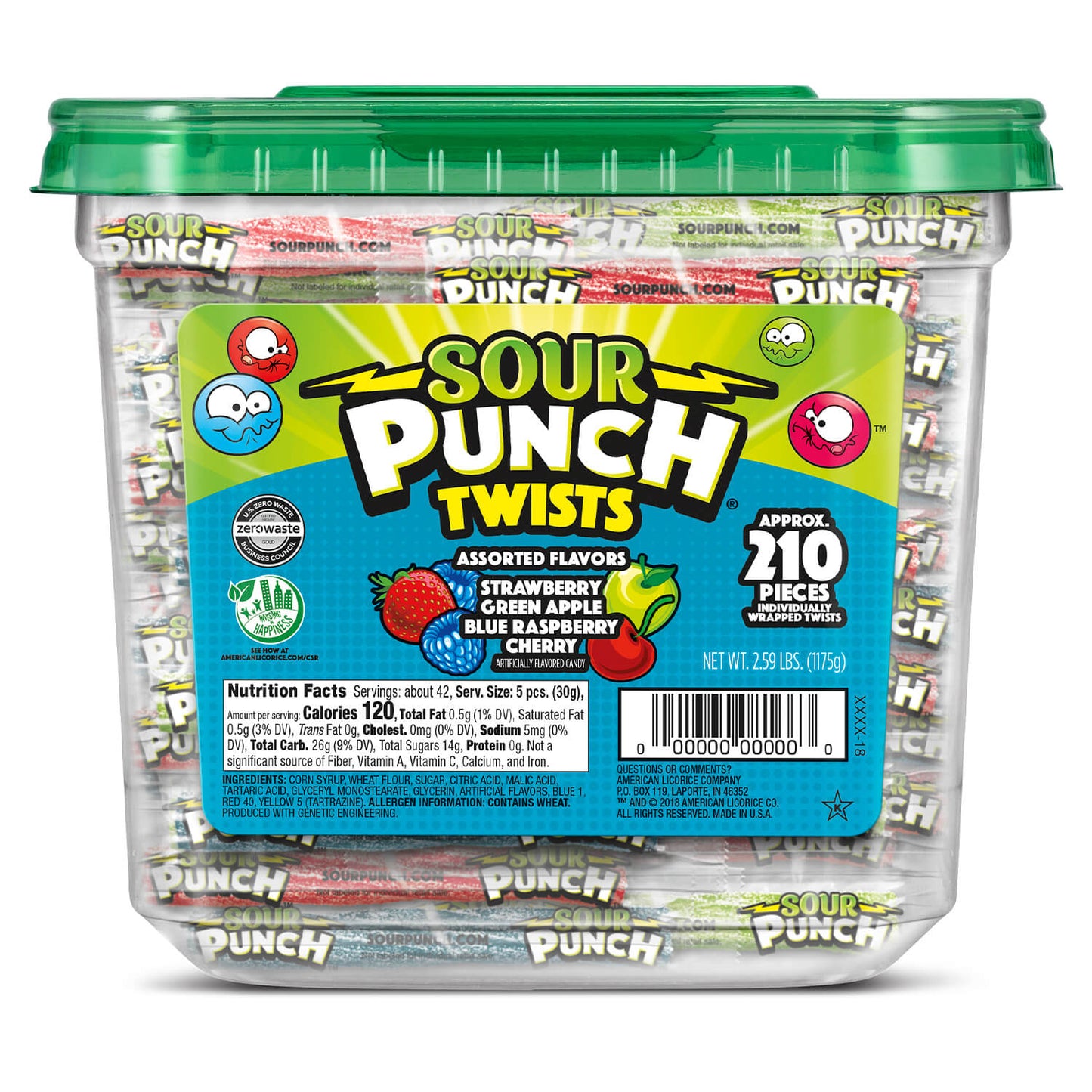 Sour Punch 3 Individually Wrapped Assorted Twists 2.59 Lbs