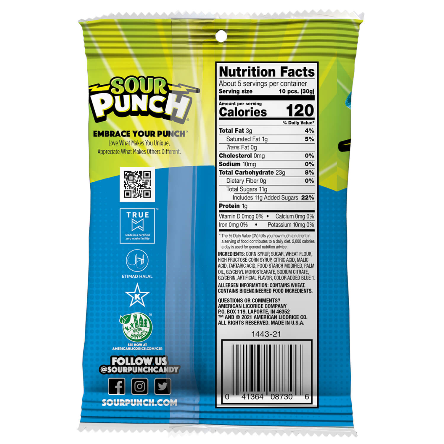 Wholesale Sour Punch Bites® Sour Blue Raspberry Flavor 5 oz- Bulk