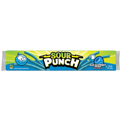 Wholesale Sour Punch Blue Raspberry Straws 24 Pack 2oz Bags- Bulk