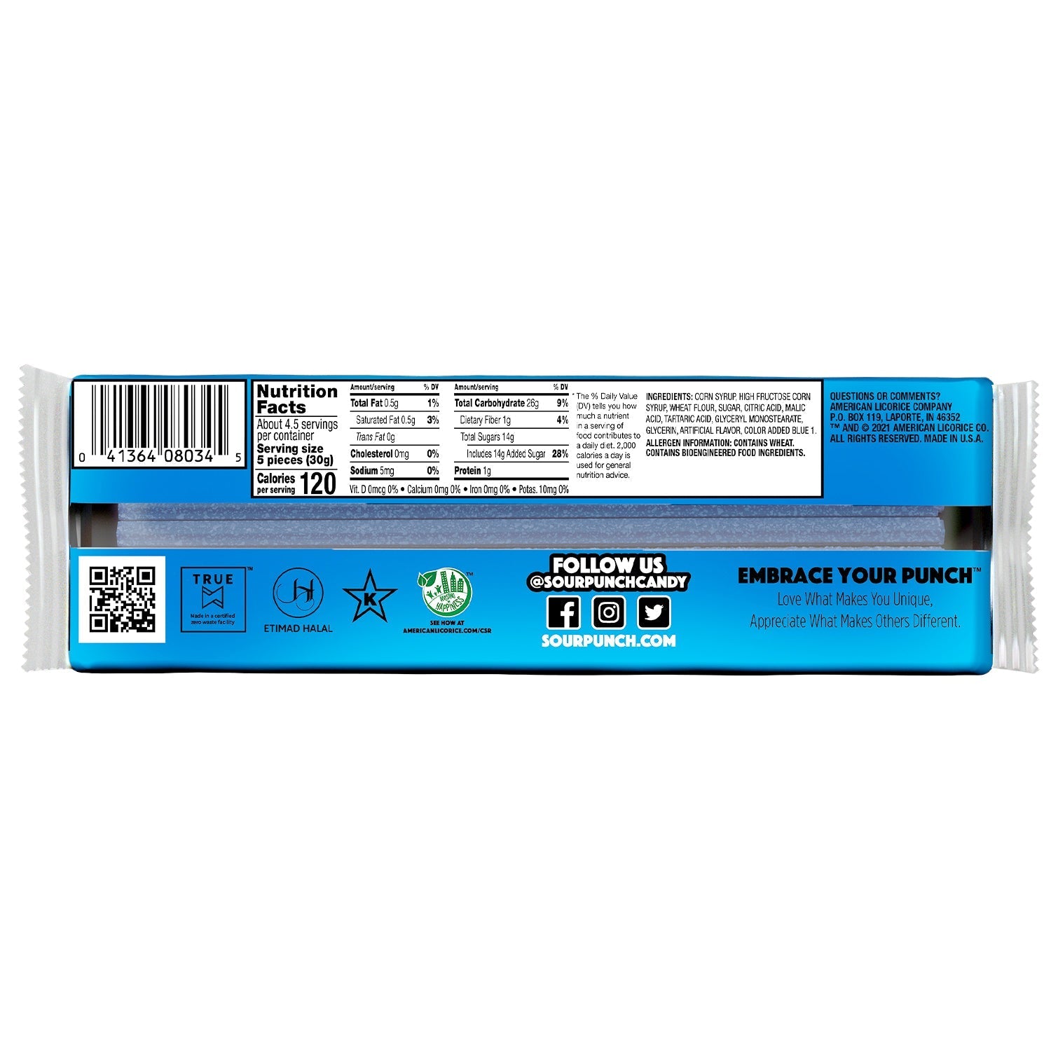 Wholesale Sour Punch Blue Raspberry Straws 4.5Oz- Bulk