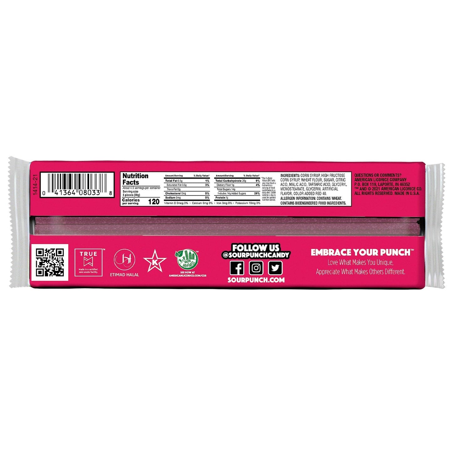 Wholesale Sour Punch Strawberry Sour Straws 4.5oz- Bulk