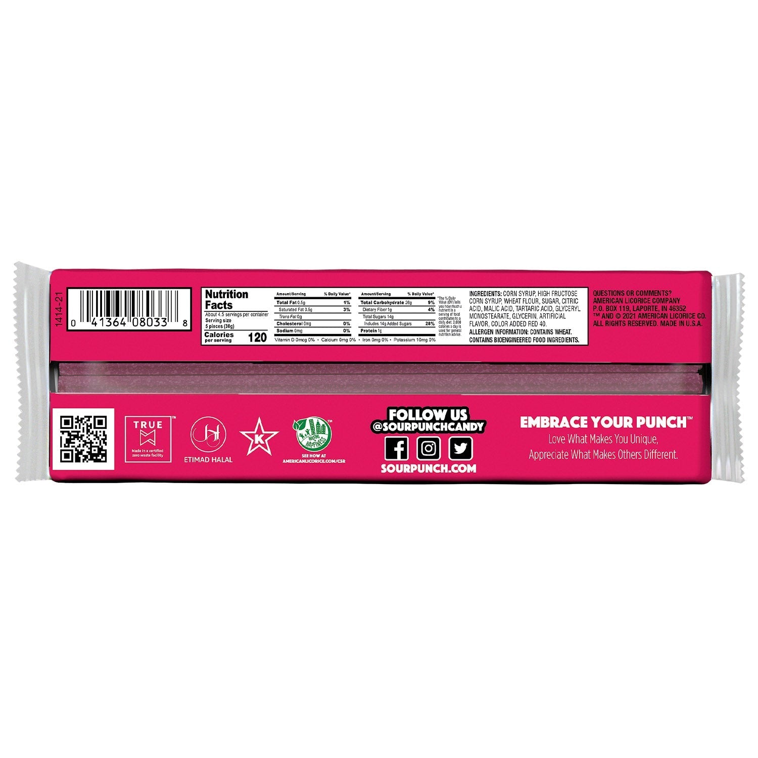 Wholesale Sour Punch Strawberry Sour Straws 4.5oz- Bulk