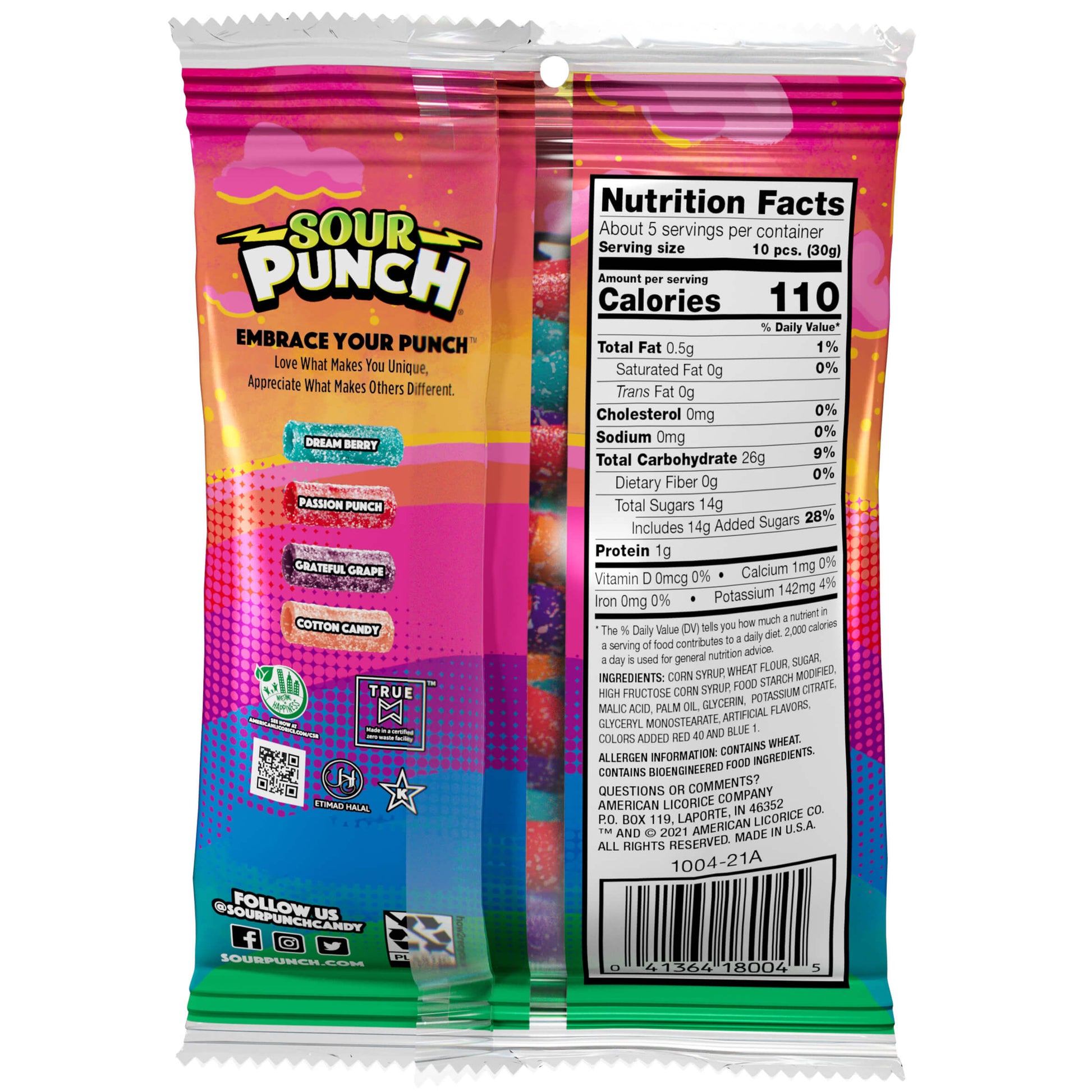 Wholesale Sour Punch Sweet Bites Assorted Flavors 5oz Hanging Bag- Bulk