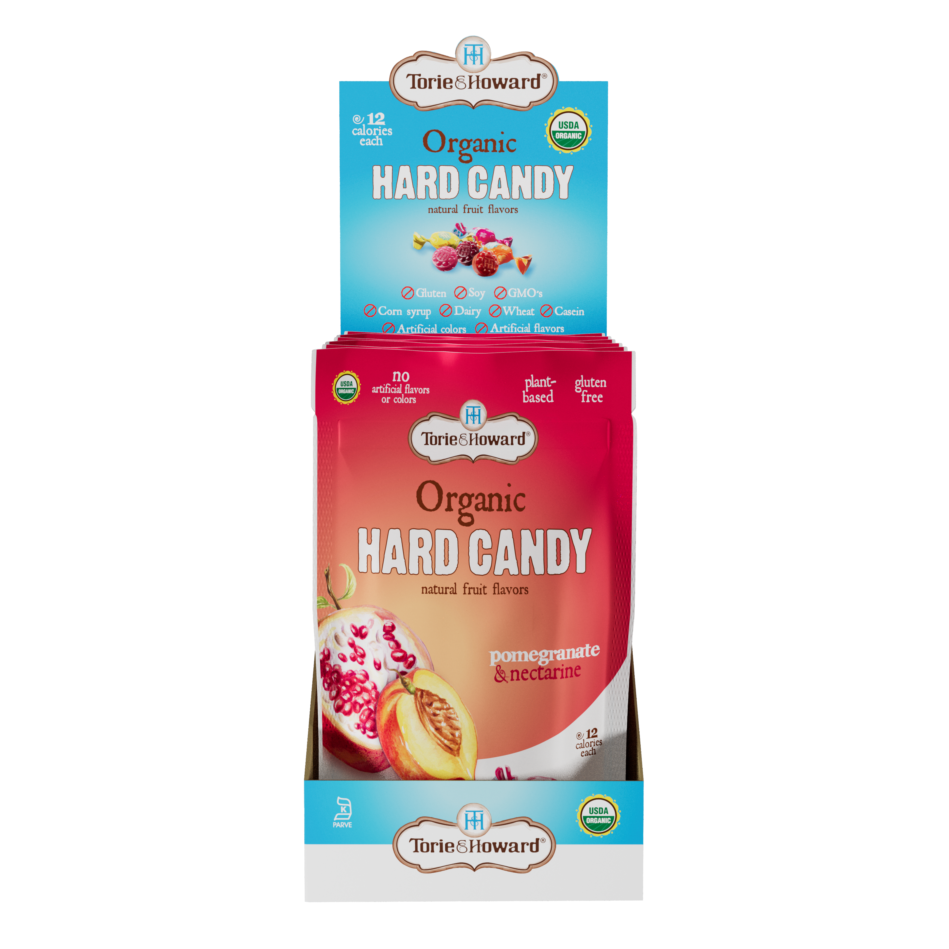 Torie & Howard Pomegranate & Nectarine Organic Hard Candy 3.5oz Stand Up Bags