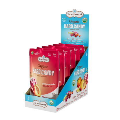 Wholesale Torie & Howard Pomegranate & Nectarine Organic Hard Candy 3.5Oz Stand Up Bags- Bulk