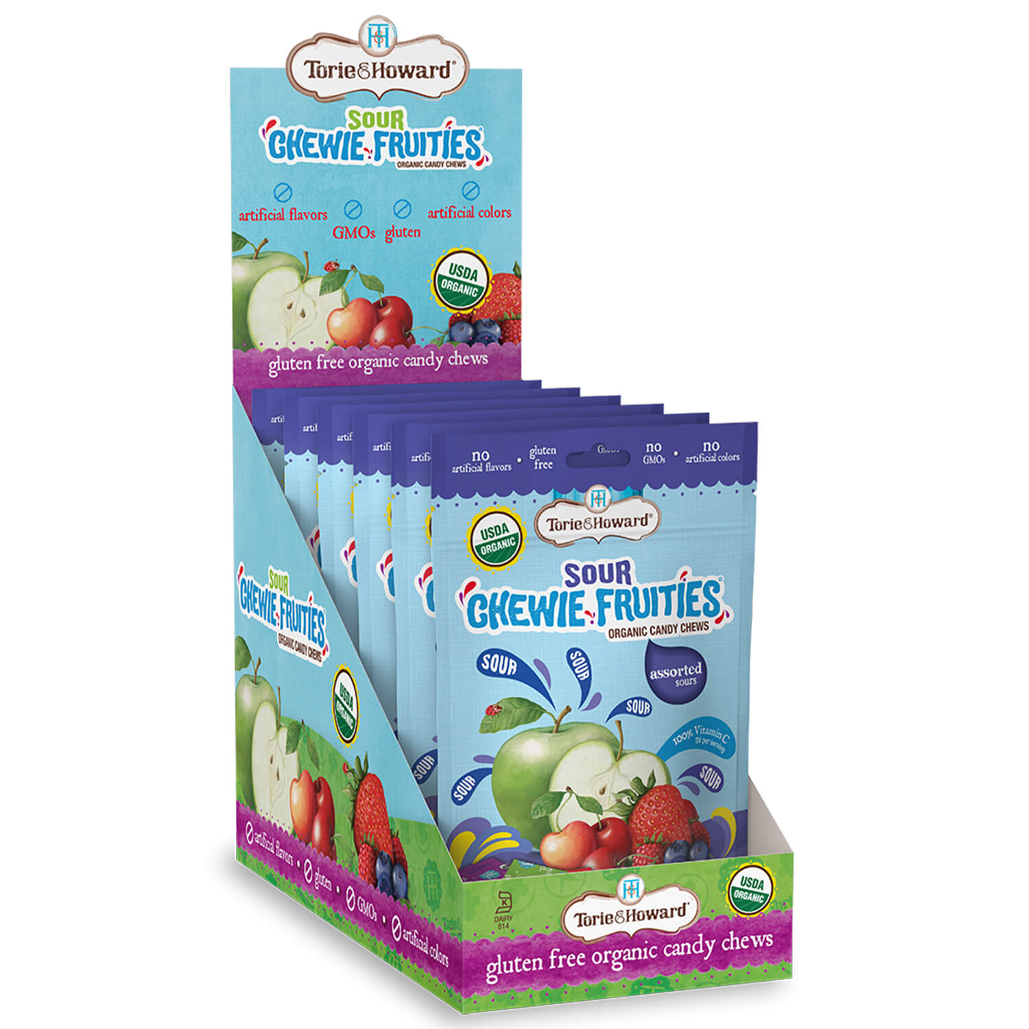 Wholesale Torie & Howard Assorted Sour Organic Chewie Fruities® Candy, 4oz Bulk