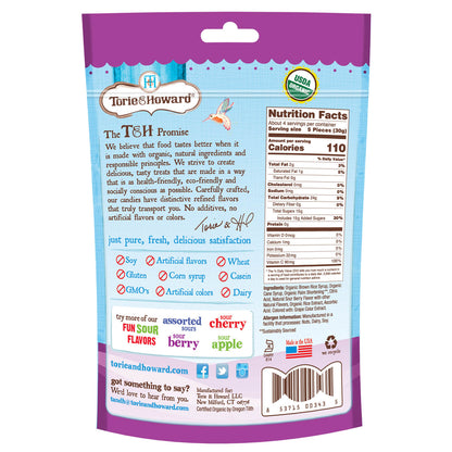 Wholesale Torie & Howard Sour Chewie Fruities® Organic Candy Sour Berry Flavor 4oz Pack of 6- Bulk