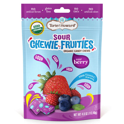 Wholesale Torie & Howard Sour Chewie Fruities® Organic Candy Sour Berry Flavor 4oz Pack of 6- Bulk