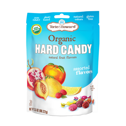 Wholesale Torie & Howard Assorted Organic Hard Candy 3.5Oz Stand Up Bags- Bulk