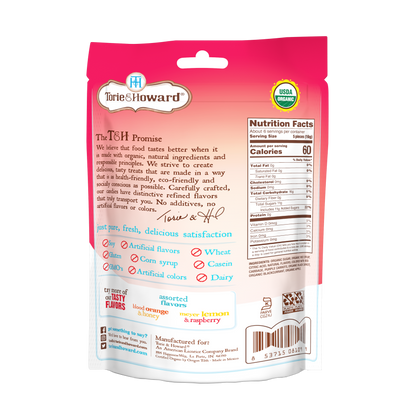 Wholesale Torie & Howard Pomegranate & Nectarine Organic Hard Candy 3.5Oz Stand Up Bags- Bulk