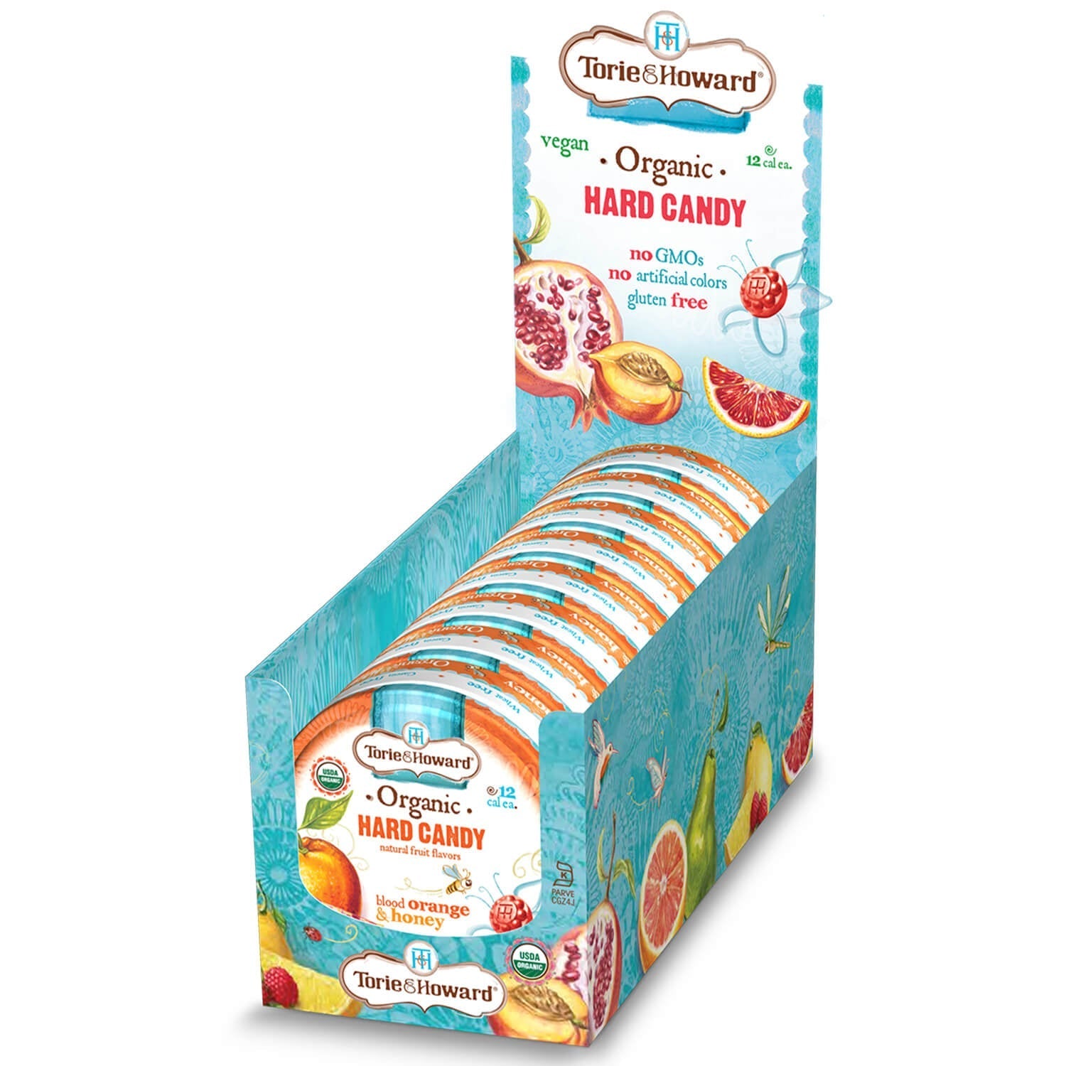 Torie & Howard Blood Orange and Honey Organic Hard Candy 2oz Tins (8ct Box)