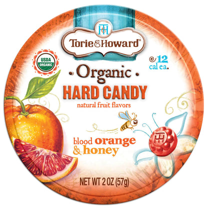Wholesale Torie & Howard Blood Orange and Honey Organic Hard Candy Tins 2oz Tins- Bulk