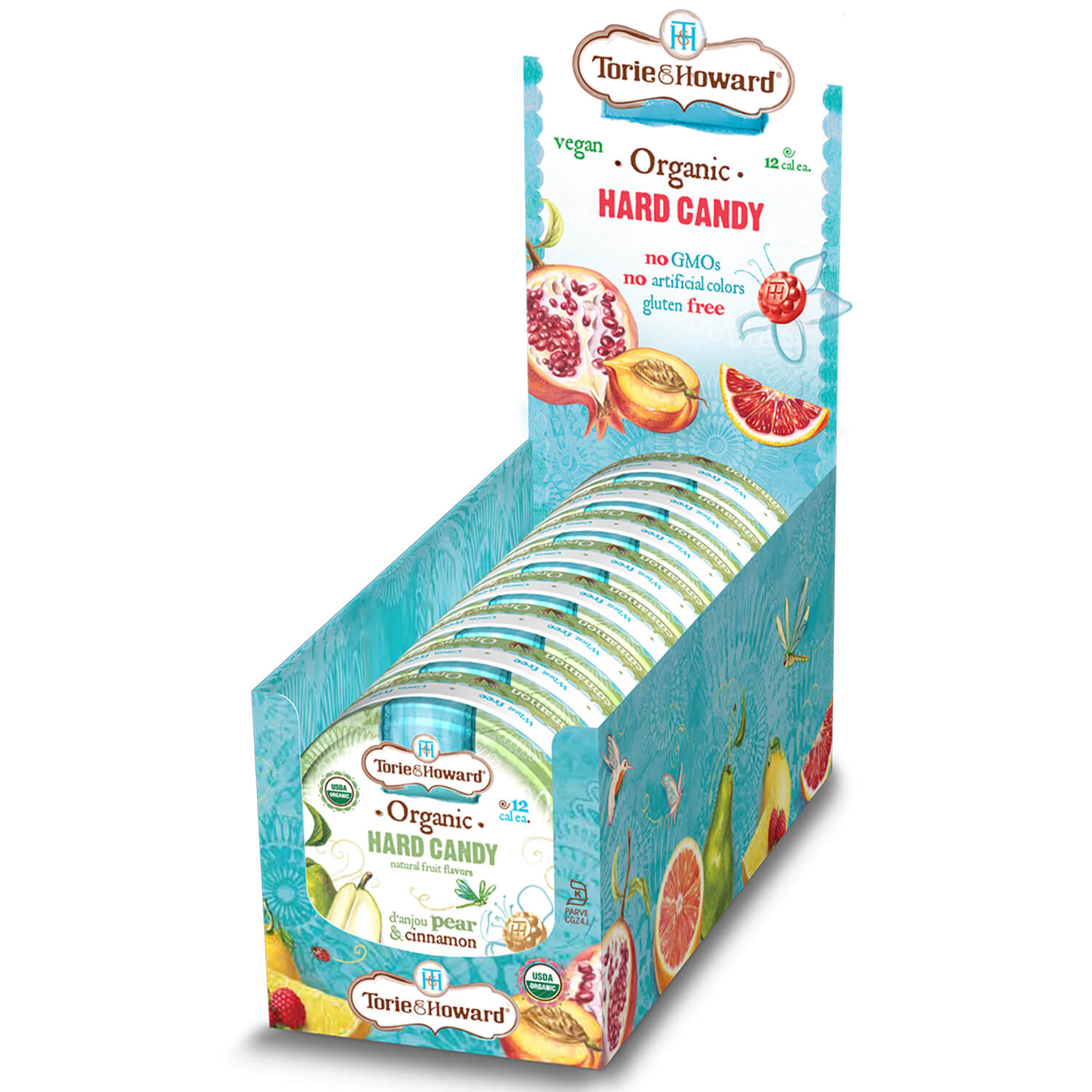 Torie & Howard Pear and Cinnamon Organic Hard Candy 2oz Tins (8ct Box)