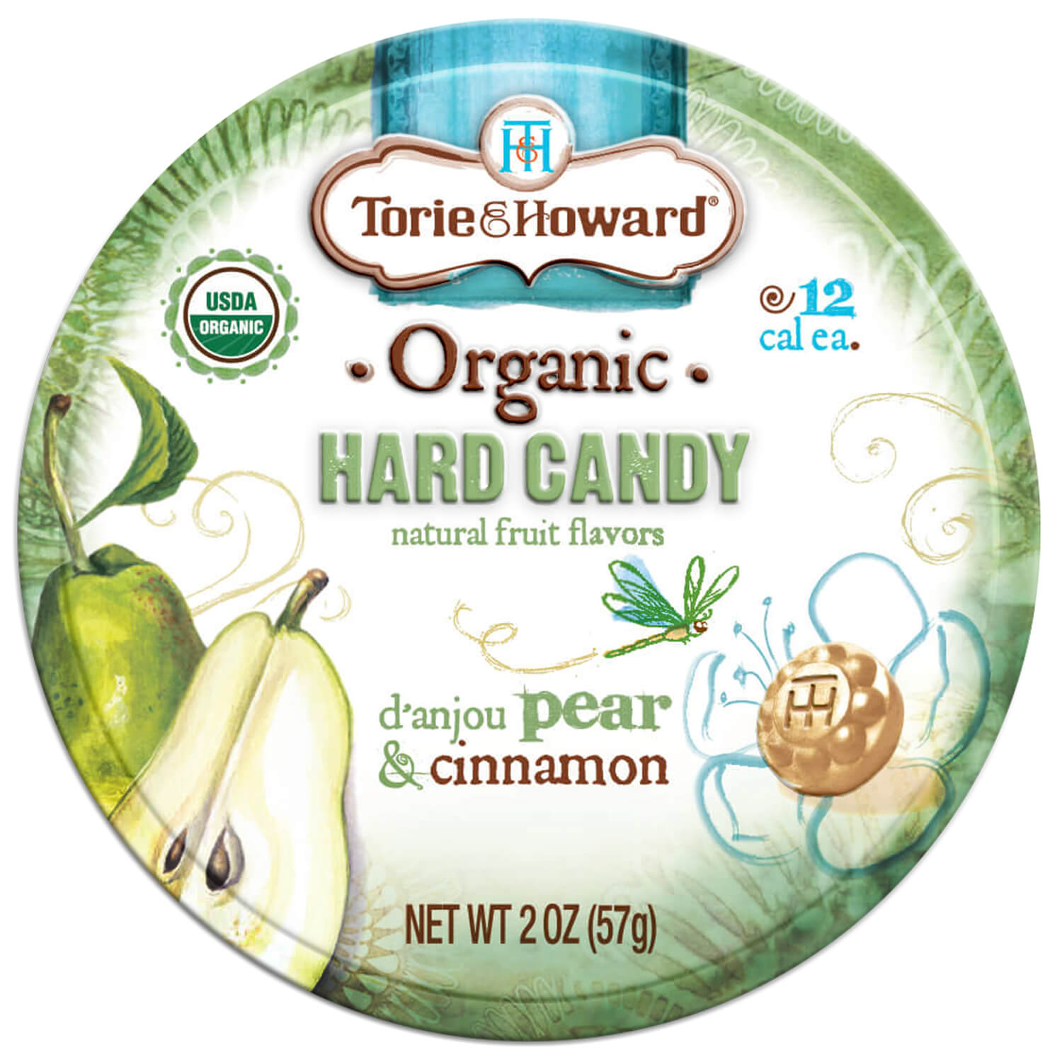 Wholesale Torie & Howard Pear and Cinnamon Organic Hard Candy 2oz Tins (8ct Box)- Bulk