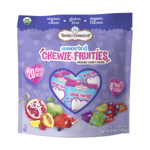 Wholesale Torie & Howard Organic Chewie Fruities® Valentine Candy Assorted Original & Sour Flavors 8.46oz-12ct case Bulk