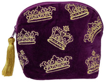Crown Embroidered Cosmetic Bag with Tassel