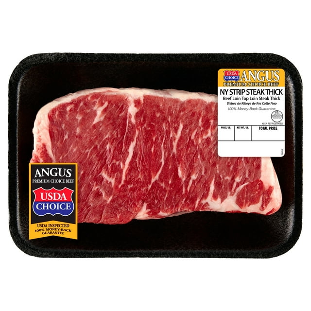 Choice Angus Thick New York Strip Steak Beef 1.38lb 14ct