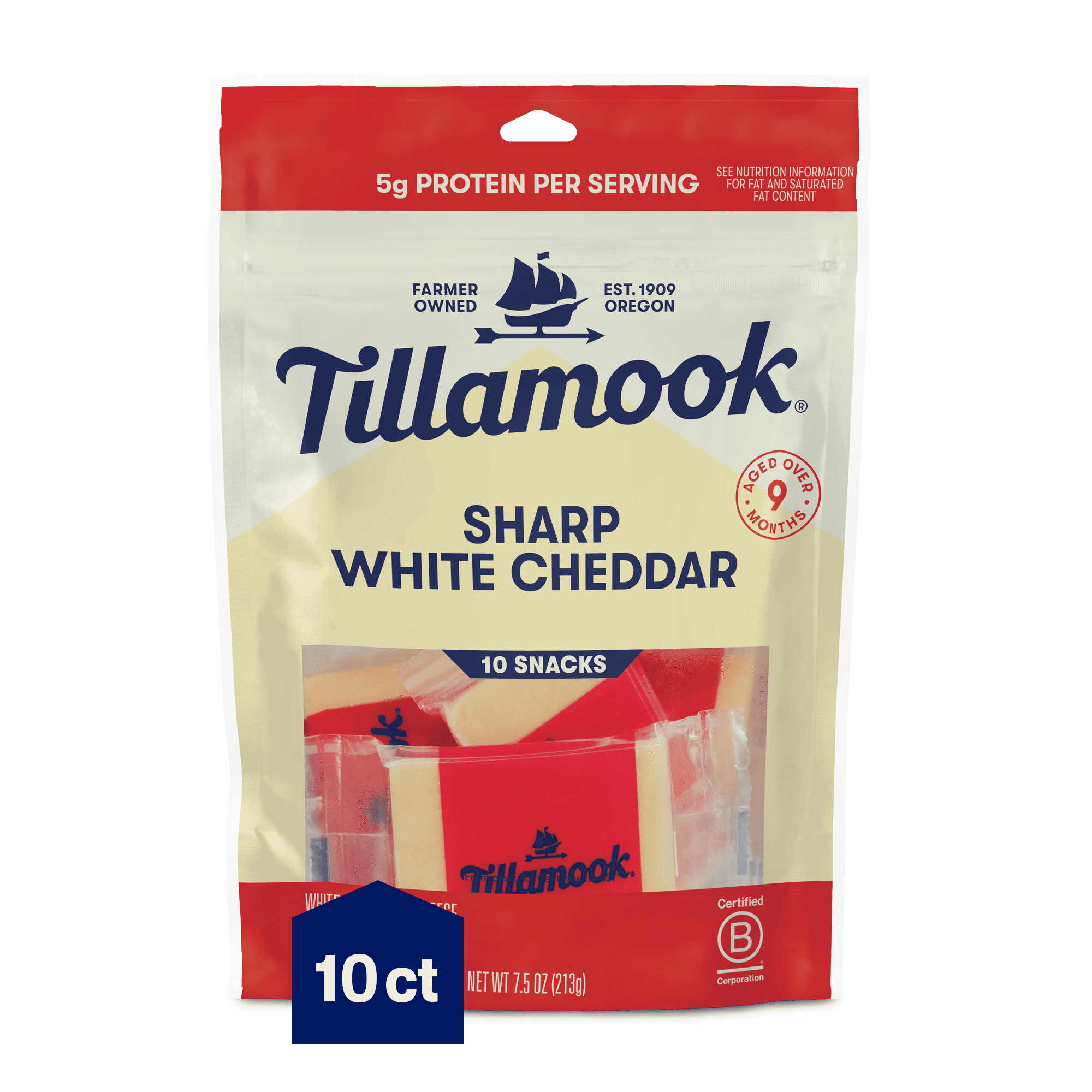 Tillamook Sharp White Cheddar Cheese Snack Portions 7.5oz Bag