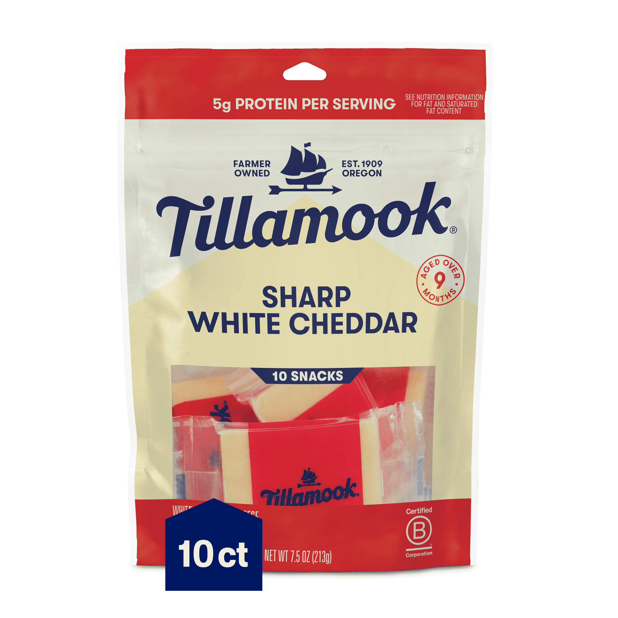Tillamook Sharp White Cheddar Cheese Snack Portions 7.5oz 12ct