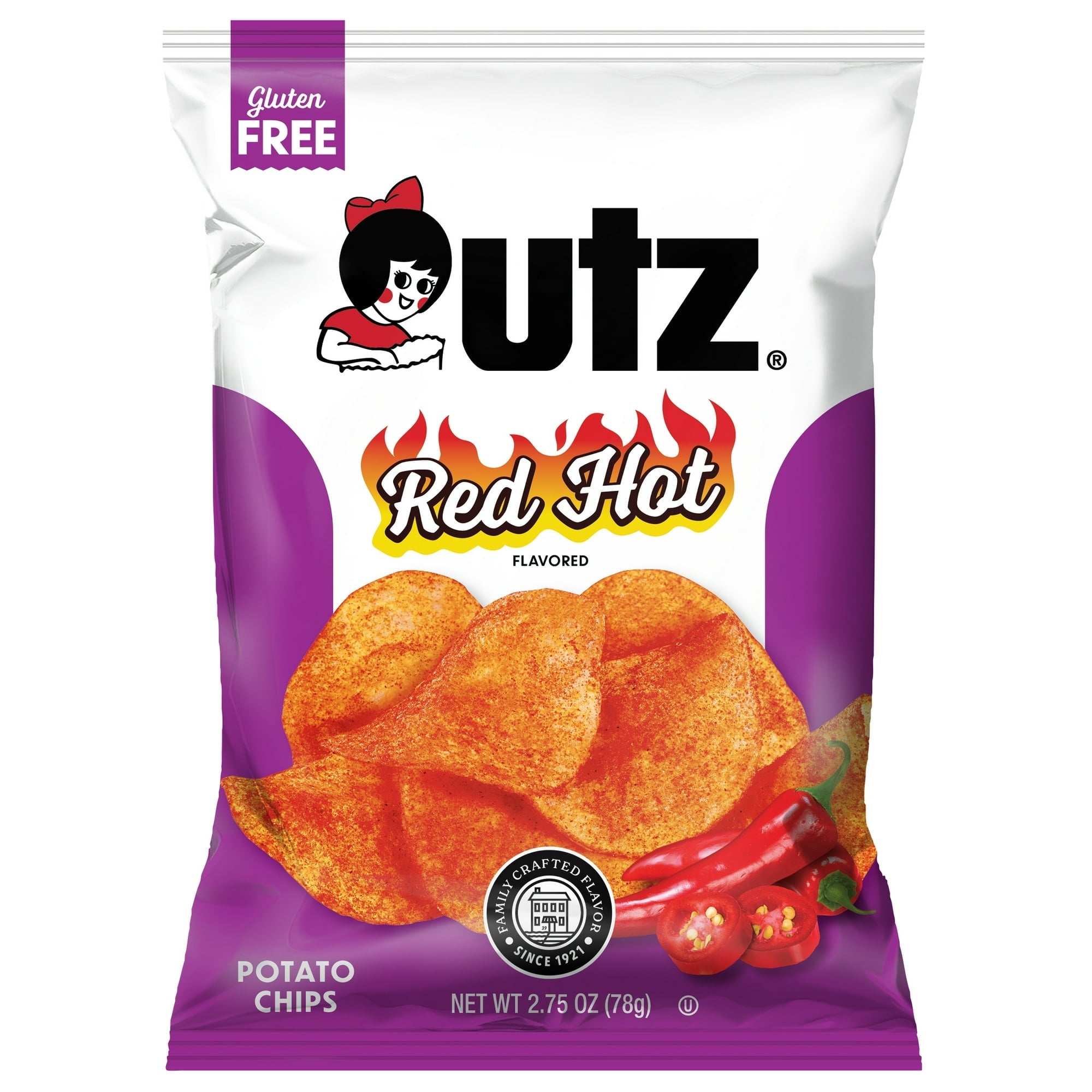 Utz Red Hot Potato Chips, Gluten-Free, 2.75 oz