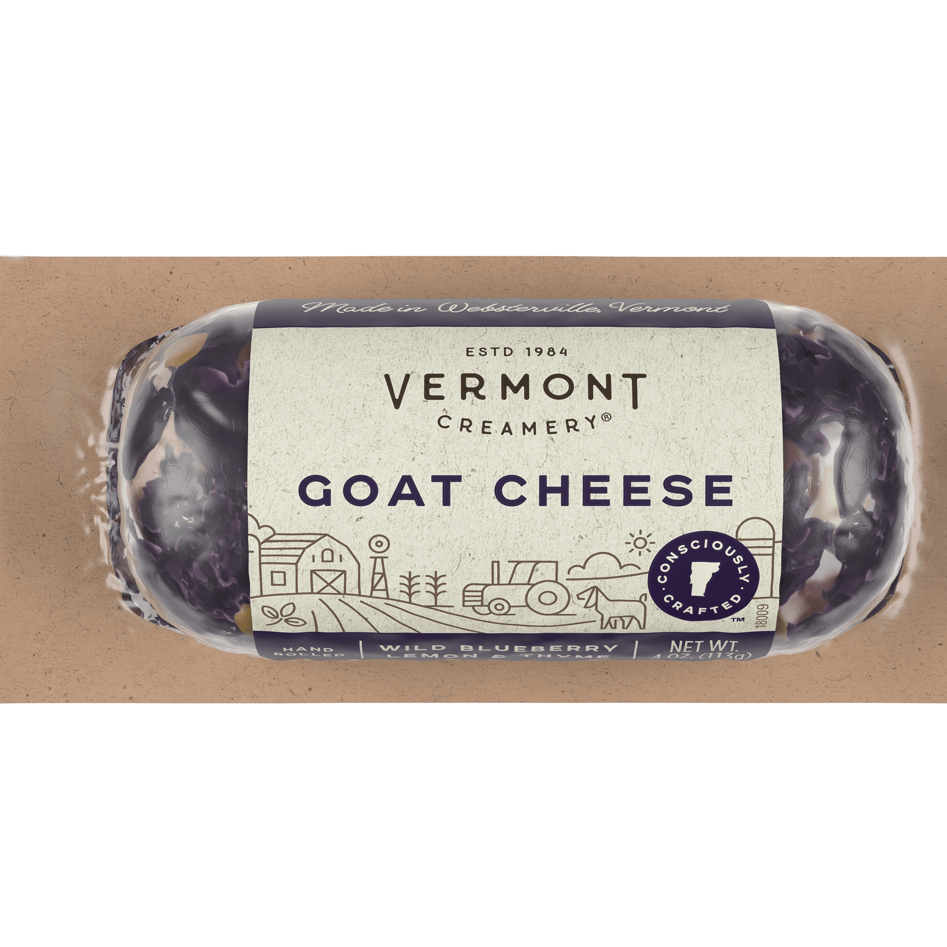 Vermont Creamery Wild Blueberry, Lemon & Thyme Cheese 4oz 12ct