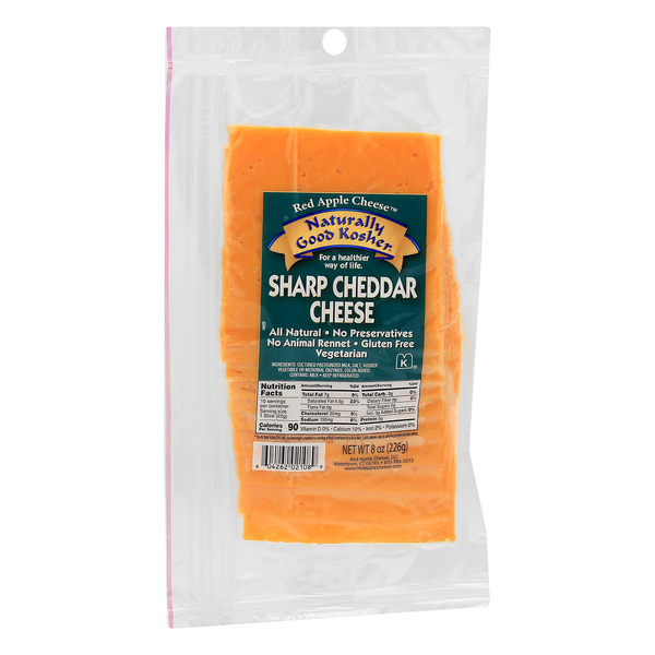 Naturally Good Kosher Sharp Cheddar Sliced Cheese 8oz 12ct
