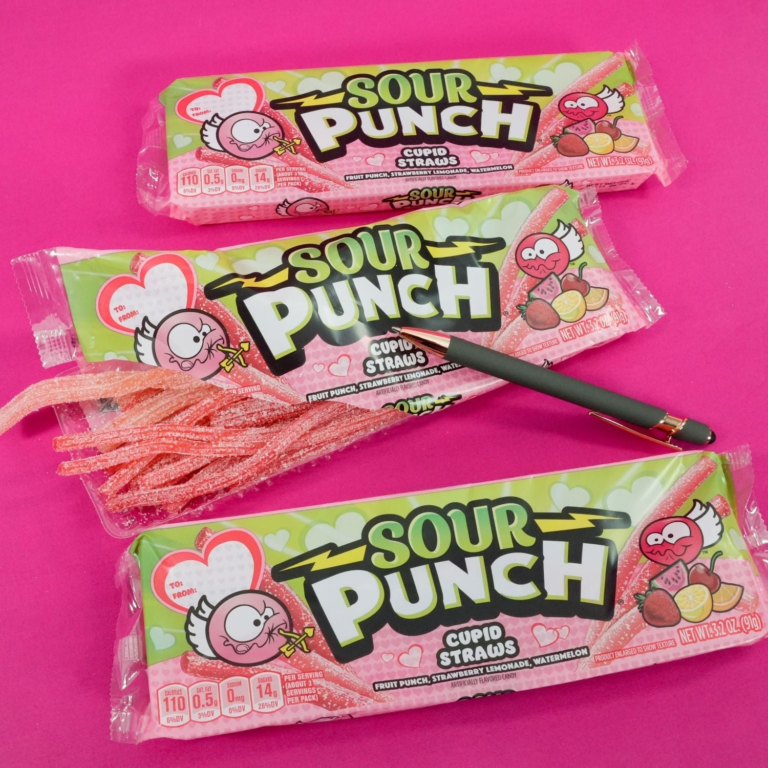 Sour Punch Cupid Straws 3.2oz Trays