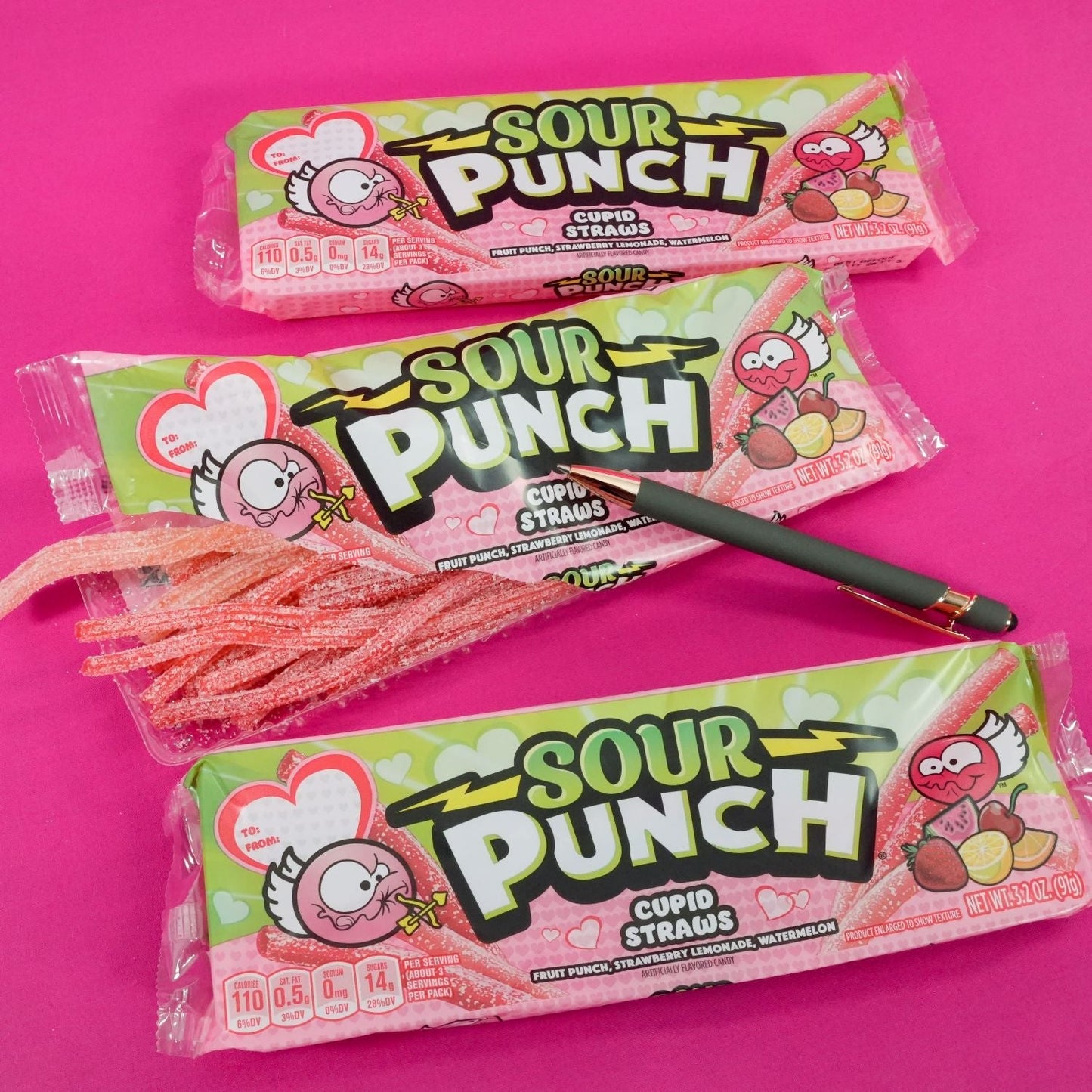 Wholesale Sour Punch Cupid Straws 3.2oz Trays- Bulk