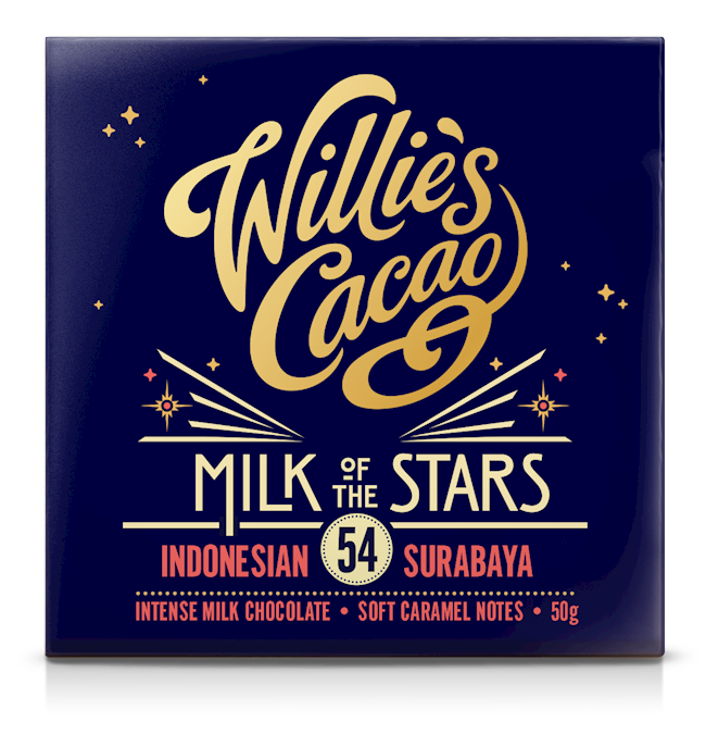 Wholesale Willie's Cacao Milk Of The Stars, Surabaya 54 Milk Chocolate Single Estate Chocolate 1.76 Oz.-12 Ct Case Bulk