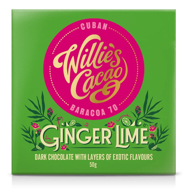 Wholesale Willie's Cacao Ginger Lime, Dark Chocolate With Exotic Flavor Touches Of Real Ginger And Lime 1.76 Oz.-12 Ct Case Bulk