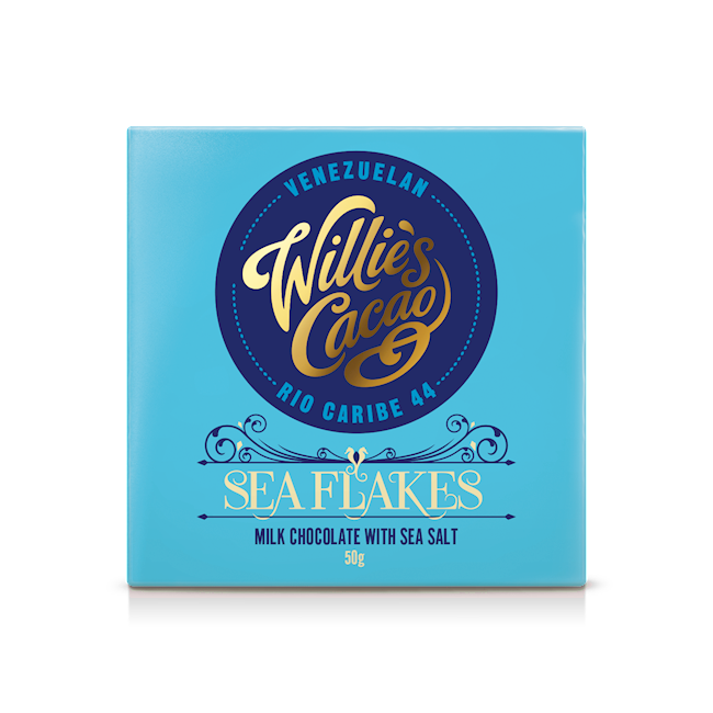 Willie's Cacao Sea Flakes, Rich, Creamy Milk Chocolate Studded With Sea Salt 1.76 Oz.