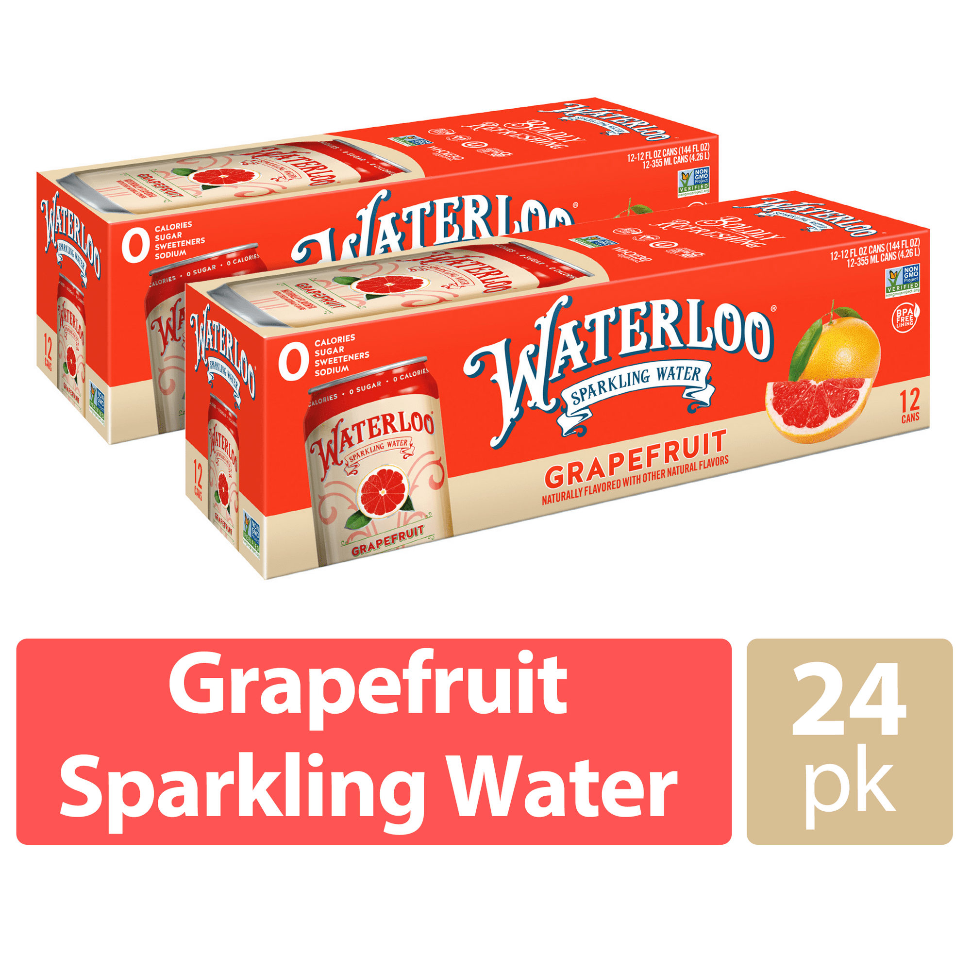 Waterloo Sparkling Water, Grapefruit, 12 fl Oz