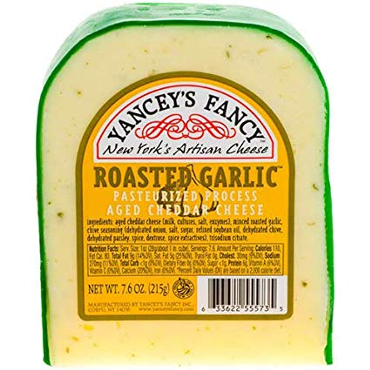 Wholesale Yancey Fancy Roasted Garlic Cheddar Wedge 7.6 oz-10ct Case Bulk