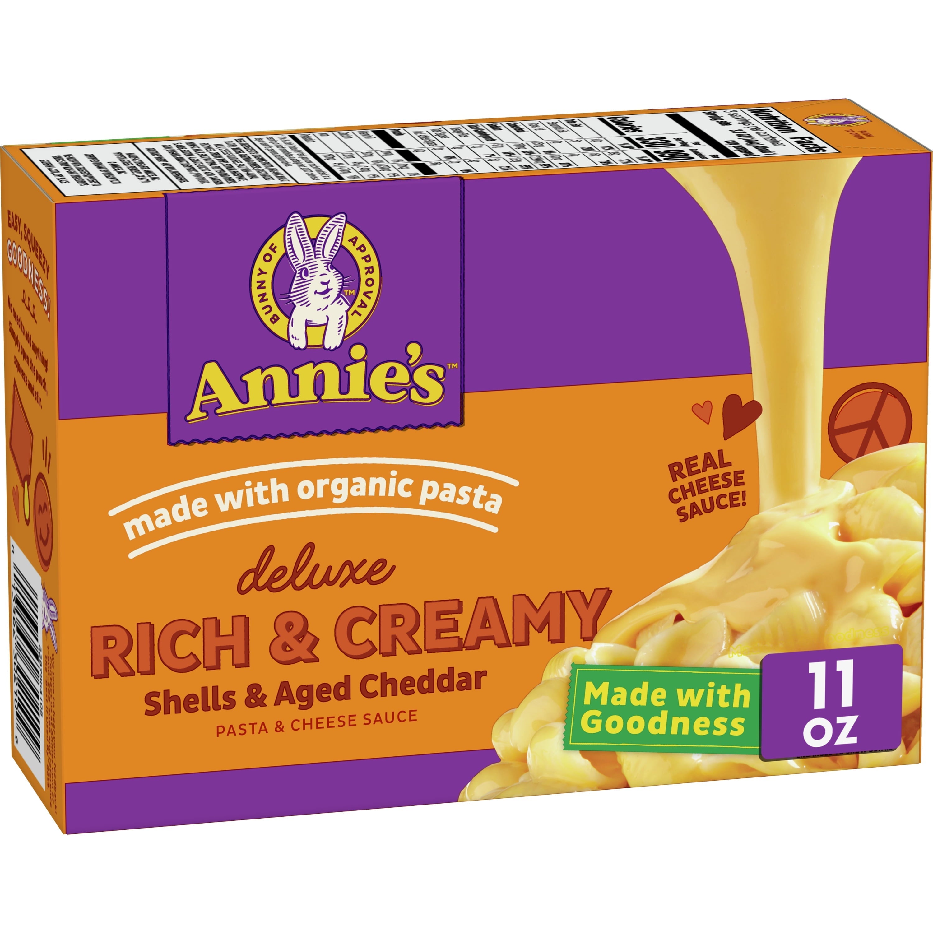 Annie's Homegrown Deluxe Rich & Creamy Shells & Aged Cheddar 11 Oz Box